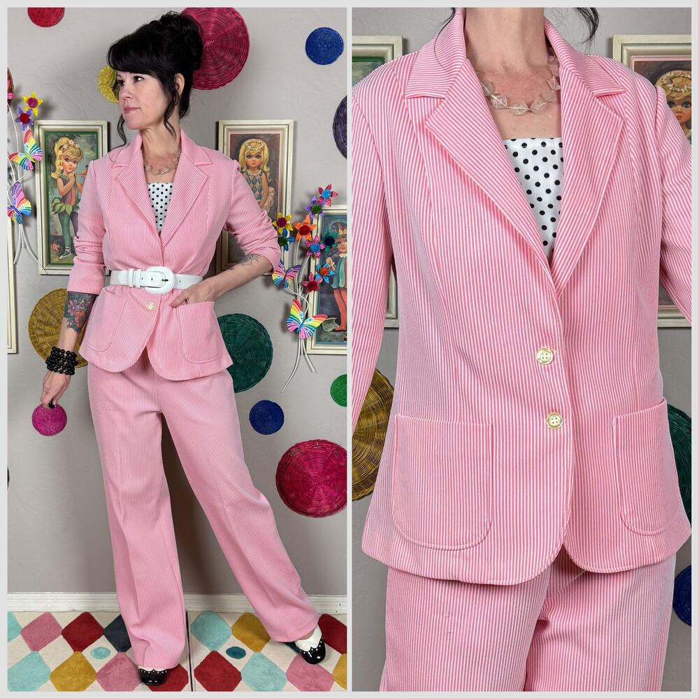 Vintage Pink Pinstripe Pantsuit